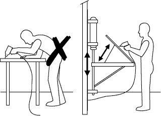 Workbench with adjustable height and tilt improves working position