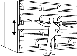 Vertically mobile shelves 