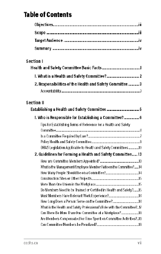 Snapshot of the publication's Table of Contents