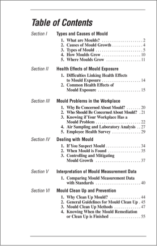 Snapshot of the publication's Table of Contents