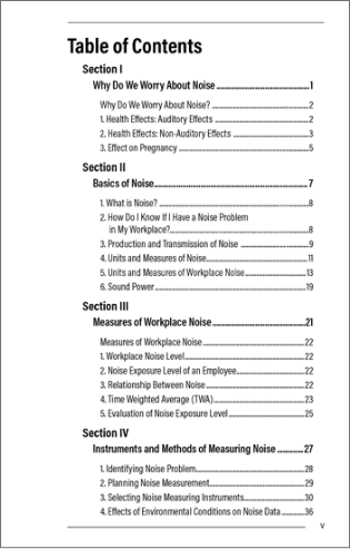 Snapshot of the publication's Table of Contents