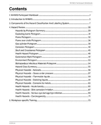 Snapshot of the publication's Table of Contents